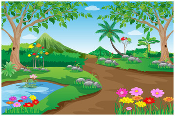 Obraz na płótnie Canvas beautiful jungle landscape vector design
