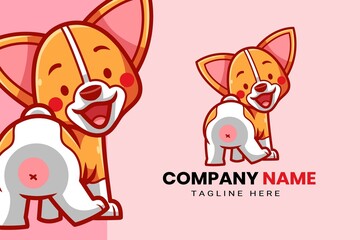 Cute Kawaii Puppy Dog Mascot Cartoon Logo Design Icon Illustration Character Hand Drawn. Suitable for every category of business, company, brand like pet store or pet shop, toys, food, and many more