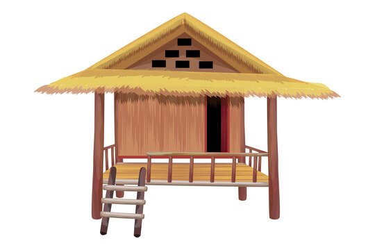 isolated straw hut on white background vector design