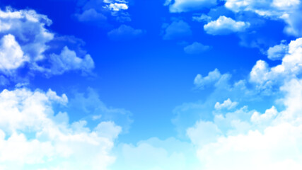 清涼感のある青空と桜のような花びらの背景と 雲のイメージ画像 Background Wall Mural Backgrou Sunafe