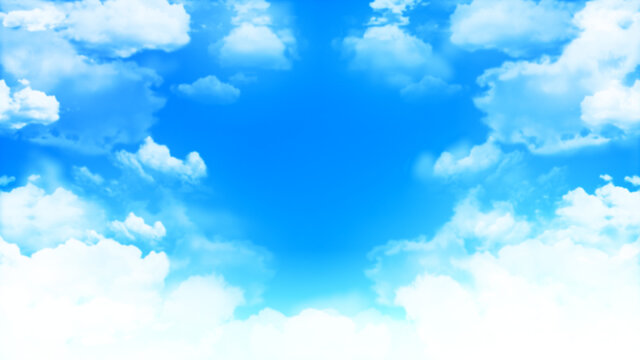 清涼感のある綺麗な青空と雲のイメージ画像　壁紙
