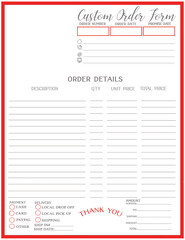 Custom Craft Order form