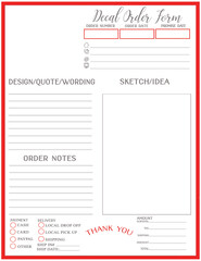 Decal Craft Order form