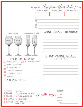 Wine, Champagne Glass Order Form