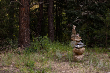 Stone statues in the forest