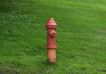 Red Fire Hydrant in a Grass Field