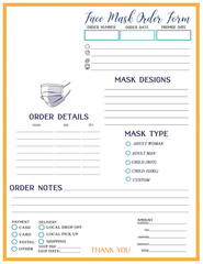 Face mask  custom craft order form