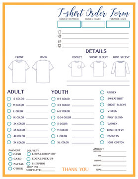 T-shirt Custom Craft Order form