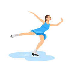 Skater girl. The girl is engaged in figure skating. Winter sport. Vector illustration on white background. © Oleg