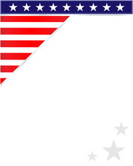 USA flag symbols patriotic corner border frame with empty space for text.