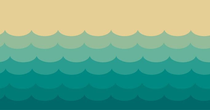 cartoon vintage vector painting water ocean wave never ending looped background animation