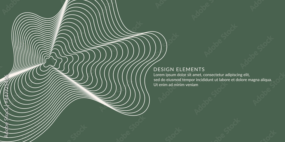 Poster vector abstract background with dynamic waves and lines.
