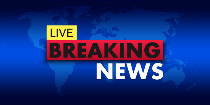 Breaking news live banner on world map background. World news. Technology, business, politics news concept. Template design broadcast for TV show, network news. Vector illustration