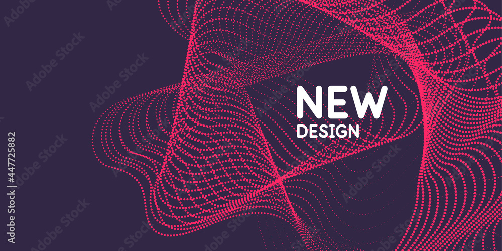 Aufkleber vector abstract background with dynamic waves, line and particles.
