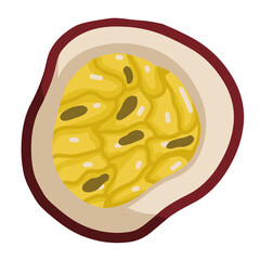 Hand-drawn passion fruit vector illustration. Farm organic maracuya for juice or salat. Vegetarian diet illustration.