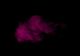 Pink smoke steam isolated black background