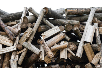 firewood on a white background