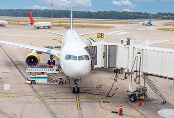 Maintenance of a passenger plane before departure