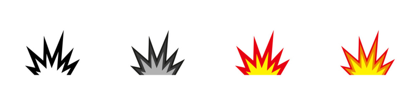 Conjunto de icono de explosi&oacute;n. Boom. Concepto de estallido. Ilustraci&oacute;n vectorial