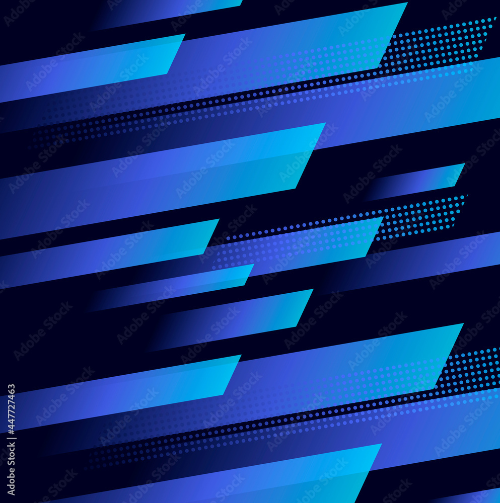 Poster abstract background with dynamic blue geometric shapes in motion forming graphic texture