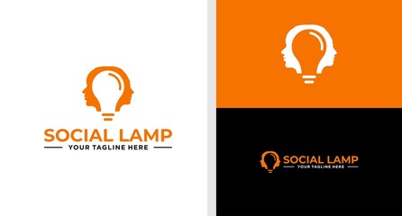 SOCIAL LAMP LOGO LIGHT BULB NEGATIVE SPACE EDITABLE