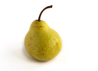 one ripe yellow pear, isolated on a white background