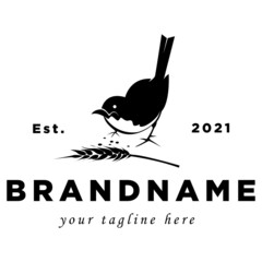 Fototapeta na wymiar Simple monochrome bird logo vintage design for your brand idea.