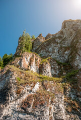 Landscapes of Siberia. Mountains covered with forest on the Kiya river. Kemerovo region. Russia