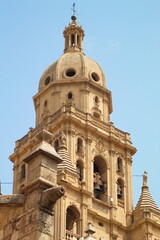 Fototapeta na wymiar Dome of the Murcia Cathedral tower with bells