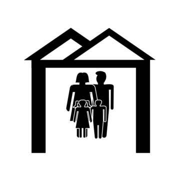stay at home icon, save family icon, vector symbol illustration
