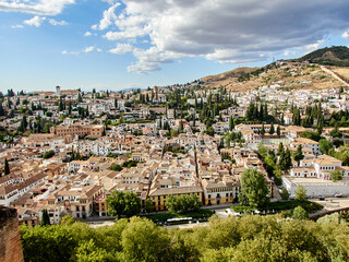Fototapeta na wymiar Views of the Albaicíi from a viewpoint of the Alhambra, Granada, SpaIN. 