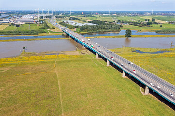 Aerial from the highway A27 near Nieuwegein in the Netherlands
