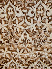 Symbols and patterns on the walls of the Alhambra, Granada, Spain. 