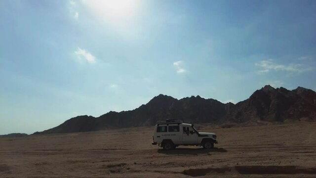 crossover car on off road in desert, Egypt