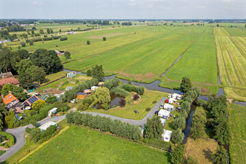 Aerial from a camping place in the countryside from the Netherlands