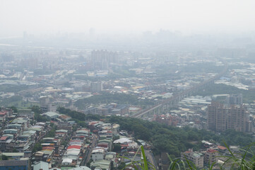Foggy view of the New Taipei city cityscape
