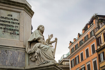Statue of the King David at the base of  the Colonna della Immacolata (Column of the Immaculate...