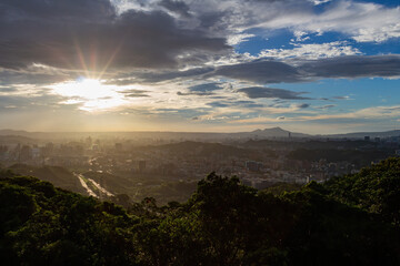 Obraz premium Sunset high angle view of the cityscape form Wenshan District