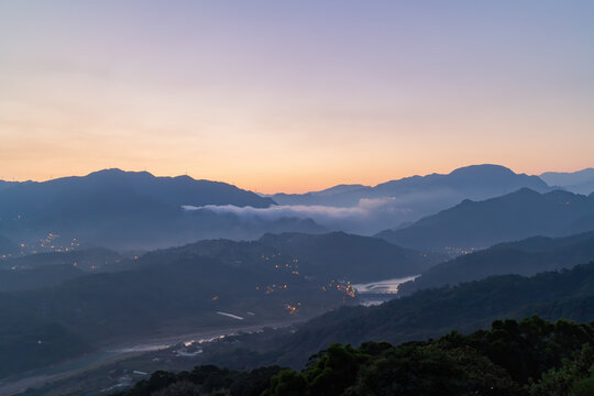 Sunrise view of some rural mountain of Xindian District