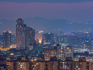 Obraz premium Sunset high angle view of the Jingmei area