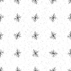 Hand Drawn grey Snowflakes Christmas Seamless Patt
