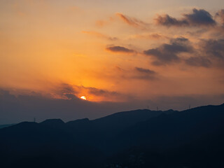 Sunrise view of some rural mountain of Xindian District