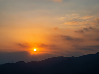 Sunrise view of some rural mountain of Xindian District
