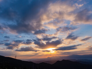 Fototapeta na wymiar Morning sunny high angle view of the mountains around Wuzhi Shan
