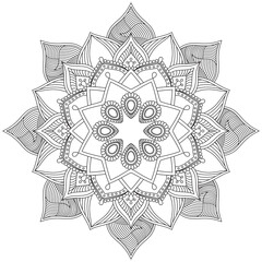 Leaf Flower Petal Coloring Mandala Art Simple Graphic Shape Vector Floral Oriental Outline Vintage Decorative Elements Pattern Illustration Islam Arabic Indian Turkish Mystic Religion Morals Lotus