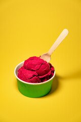 Red Berry Sorbet Colorful Background High Angle Portrait 