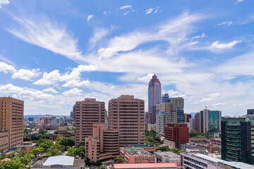 Obraz premium Morning high angle view of the Zhongzheng District area