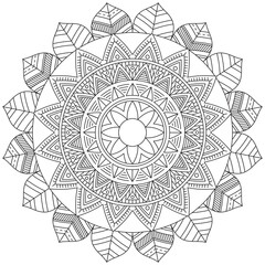 Leaf Flower Petal Coloring Mandala Art Simple Graphic Shape Vector Floral Oriental Outline Vintage Decorative Elements Pattern Illustration Islam Arabic Indian Turkish Mystic Religion Morals Lotus