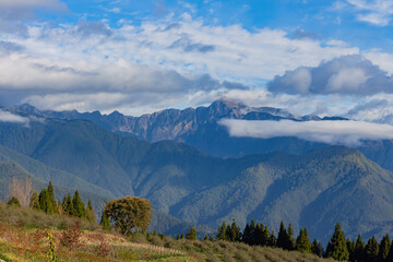 Fototapeta premium Autumn mountain landscape in Wuling Farm