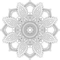 Leaf Flower Petal Coloring Mandala Art Simple Graphic Shape Vector Floral Oriental Outline Vintage Decorative Elements Pattern Illustration Islam Arabic Indian Turkish Mystic Religion Morals Lotus